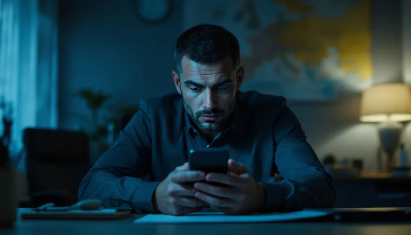 Photoreal editorial scene: a dimly lit government office at night, a serious professional in civilian clothes staring at